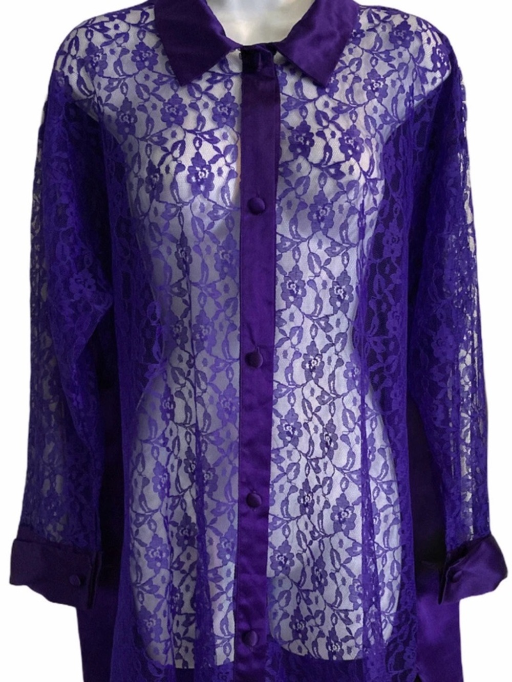 Vintage Victoria's Secret Satin Button-Up Top in Deep Purple